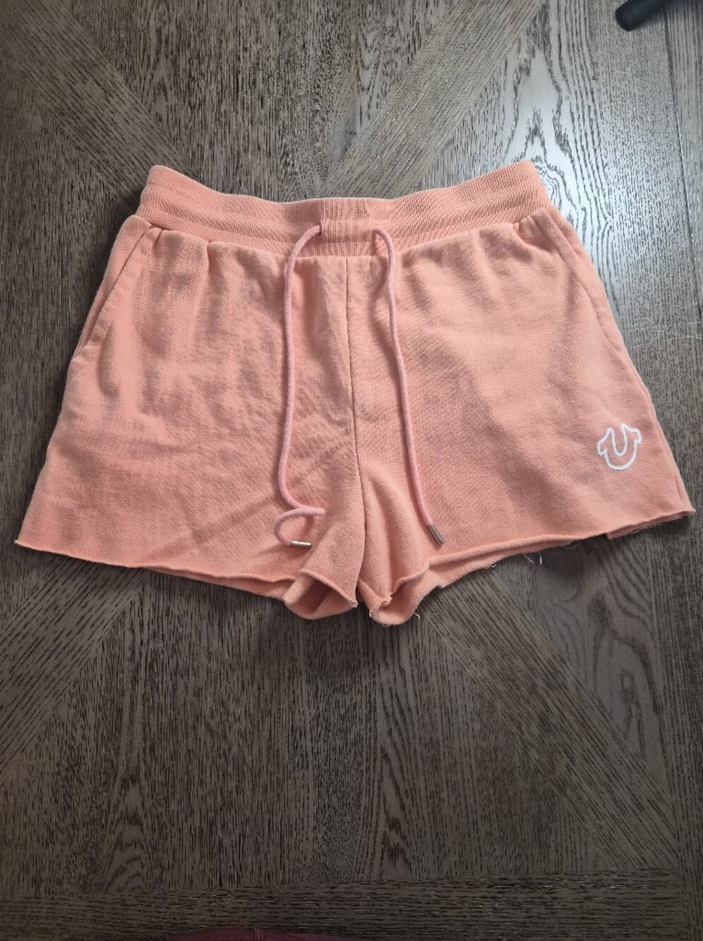 True Religion Peach Terry Cloth Drawstring Shorts